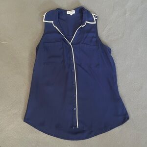 Express Sleeveless Portofino Shirt – Navy with White Trim – Size M